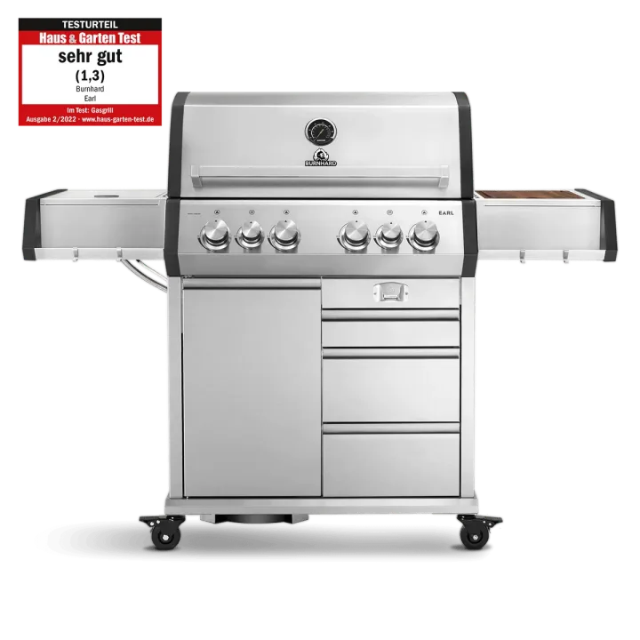 BURNHARD Big EARL Premium-Gasgrill in Edelstahl-Ausführung